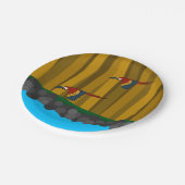 Exotische Scarlet-Papageien im Wald Pappteller (Schrägansicht)