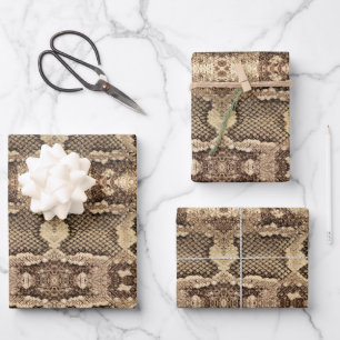 Exotische Schlangenhaut-Tierdruck-Textur-Muster Geschenkpapier Set