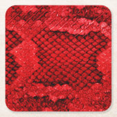 Exotische Schlangenhautmuster, moderne rote Farbe Rechteckiger Pappuntersetzer (Vorderseite)