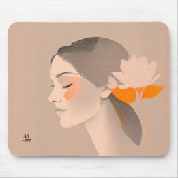 Exotische Schönheit - Farbiges Bleistift Portrait Mousepad
