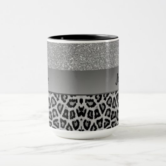 Exotische Schwarz-Graue Leopardendrucke Tasse (Zentrum)