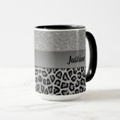 Exotische Schwarz-Graue Leopardendrucke Tasse (VorderseiteRechts)