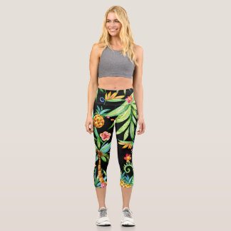 Exotische schwarze tropische Leggings