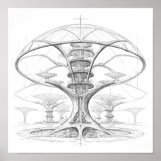 Exotische Science-Fiction-Kunst: Alien-Bio-Dom-Hyd Poster (Vorne)