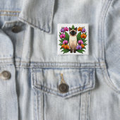 exotische Siamkatzen-Blume Knopf Button (Beispiel)