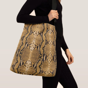 Exotische Snakeskin-Goldboa Tragetaschen Mit Langen Trägern