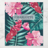 Exotische Sommer-Floral-Monogramm Weinetikett (Einzelnes Label)