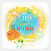 Exotische Sommerzusammensetzung Personalisiert Quadratischer Aufkleber (Vorderseite)