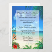 Exotische Strand-Hochzeits-"Imitat-Pergament-" Einladung (Vorne/Hinten)