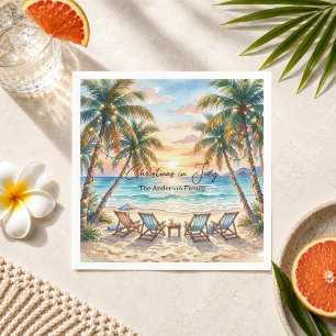 Exotische Strandpalmen Weihnachten im Juli Serviette