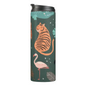 Exotische Tiere: dunkles tropisches Kindermuster. Thermosbecher (Nach rechts gedreht)