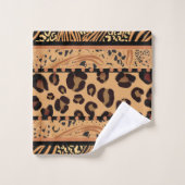 Exotische Tierleoparden Badhandtuch Set (Waschlappen)