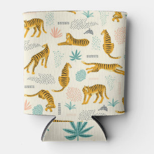 Exotische Tiger: abstrakte Vintage Elemente. Dosenkühler
