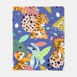 Exotische Tiger: Trendiges geometrisches Muster. Fleecedecke