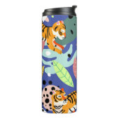 Exotische Tiger: Trendiges geometrisches Muster. Thermosbecher (Nach links gedreht)