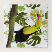 Exotische Toucan- und Monstera-Blätter Puzzle (Horizontal)