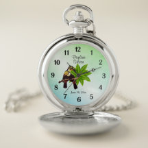 Exotische Toucans Hochzeitname und Datum Grün