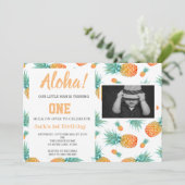 Exotische tropische Ananas 1. Geburtstag Foto Invi Einladung (Stehend Vorderseite)