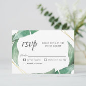 Exotische tropische Bananen-Blätter Hochzeiten RSV RSVP Karte (Stehend Vorderseite)