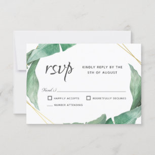 Exotische tropische Bananen-Blätter Hochzeiten RSV RSVP Karte