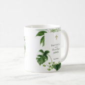 Exotische tropische Blätter Gold Cross Boy Taufe Kaffeetasse (VorderseiteRechts)