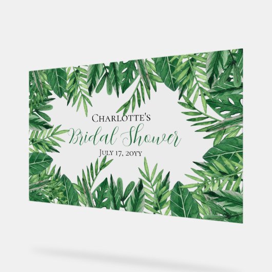 Exotische tropische Blätter Grünes Brautparty Acrylschild (Winkel)
