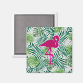 Exotische tropische Blätter Muster und rosa Flamin Magnet (Vorderseite/Rückseite)