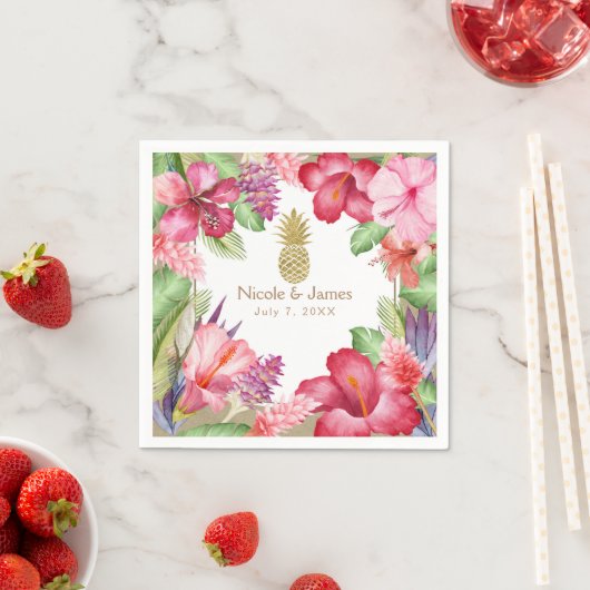 Exotische tropische Blume & Ananas Elegante Serviette (Beispiel)