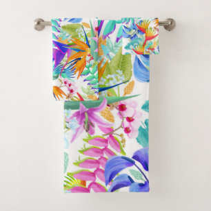 Exotische tropische Blume Badhandtuch Set