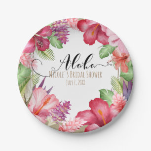 Exotische tropische Blume Elegant Hawaiian Aloha Pappteller