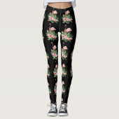 Exotische tropische Blume Flamingo Muster Leggings (Vorderseite)