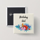 Exotische tropische Blume - Geburtstagskind Button (Vorne & Hinten)
