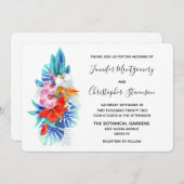 Exotische tropische Blume - Hochzeit in Rosa und A Einladung (Vorne/Hinten)
