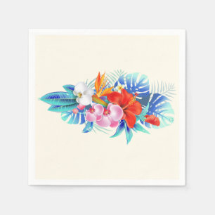 Exotische tropische Blume in Rosa und Aqua Serviette