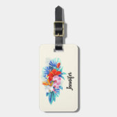 Exotische tropische Blume in Rosa und Türkis Gepäckanhänger (Vorderseite vertikal)