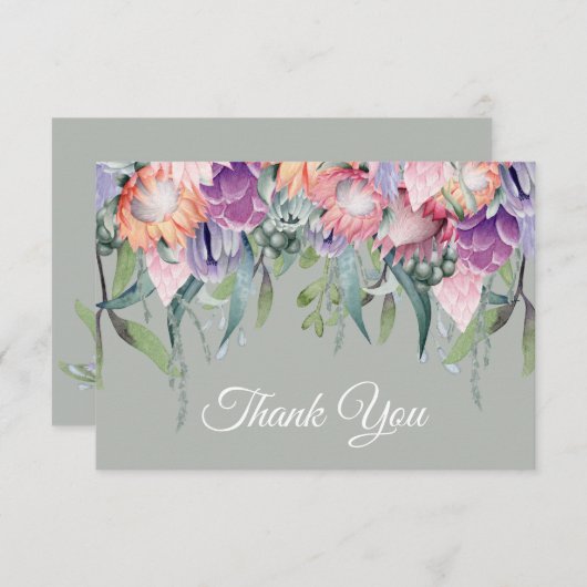 Exotische tropische Blume mit Protea Dankeskarte (Vorne/Hinten)