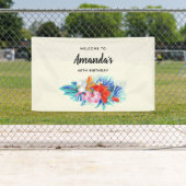 Exotische tropische Blume - Rosa & Aqua zum Geburt Banner (Insitu)