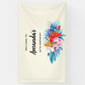 Exotische tropische Blume - Rosa & Aqua zum Geburt Banner (Vertikal)