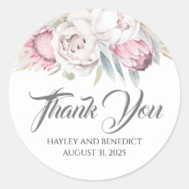 Exotische tropische Blume Rosa Hochzeit Runder Aufkleber