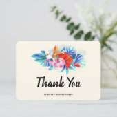 Exotische tropische Blume - Rosa und Aqua Dankeskarte (Stehend Vorderseite)