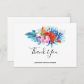 Exotische tropische Blume - Rosa und Aqua Dankeskarte (Vorne/Hinten)