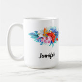 Exotische tropische Blume - Rosa und Aqua Kaffeetasse (Links)