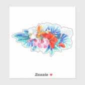 Exotische tropische Blume - Rosa und Aquamarine Aufkleber (Blatt)