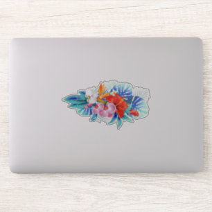 Exotische tropische Blume - Rosa und Aquamarine Aufkleber