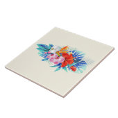 Exotische tropische Blume - Rosa und Aquamarine Fliese (Seite)