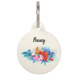 Exotische tropische Blume - Rosa und Aquamarine Haustiermarke