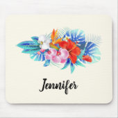 Exotische tropische Blume - Rosa und Aquamarine Mousepad (Vorne)