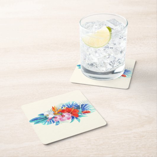 Exotische tropische Blume - Rosa und Aquamarine Rechteckiger Pappuntersetzer (Vor Ort)