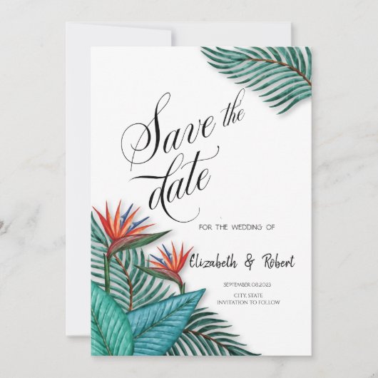 Exotische tropische Blume Save the Date (Vorderseite)