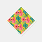 Exotische tropische Blume und Folios auf Gelb Serviette (Ecke)